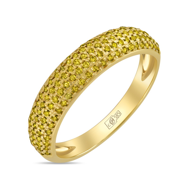 Золотое Кольцо с цветными бриллиантами