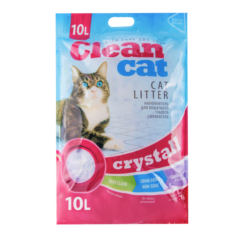 Clean Cat Crystall наполнитель для кошачьего туалета, силикагелевый, впитывающий, 10 л