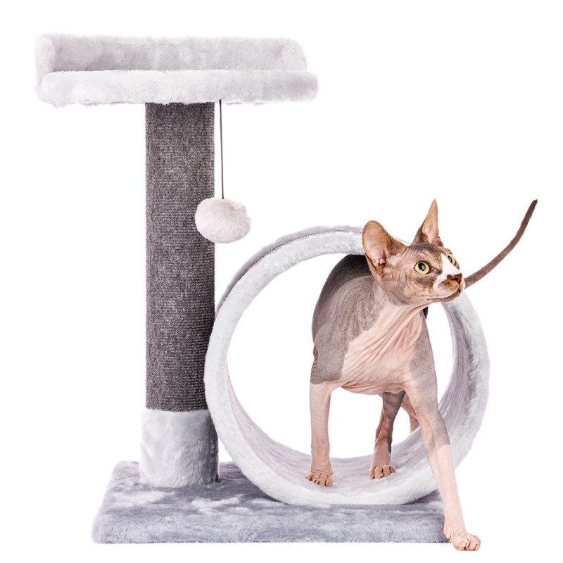 Домоседы Когтеточка-столбик Алжир (высота 60 см) из ковролина с игрушкой для кошек, серый