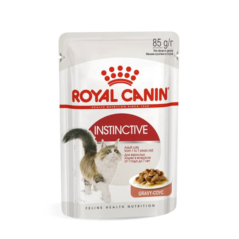 Royal Canin Instinctive Влажный корм (пауч) для кошек старше 1 года, мелкие кусочки в соусе, 85 гр.