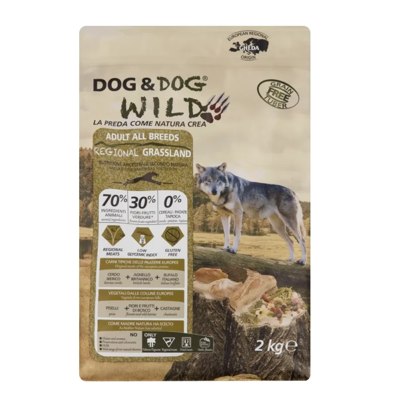 Dog & Dog Wild Regional Grassland Сухой корм для собак, с мясом кабана, ягненка и буйвола, 2 кг
