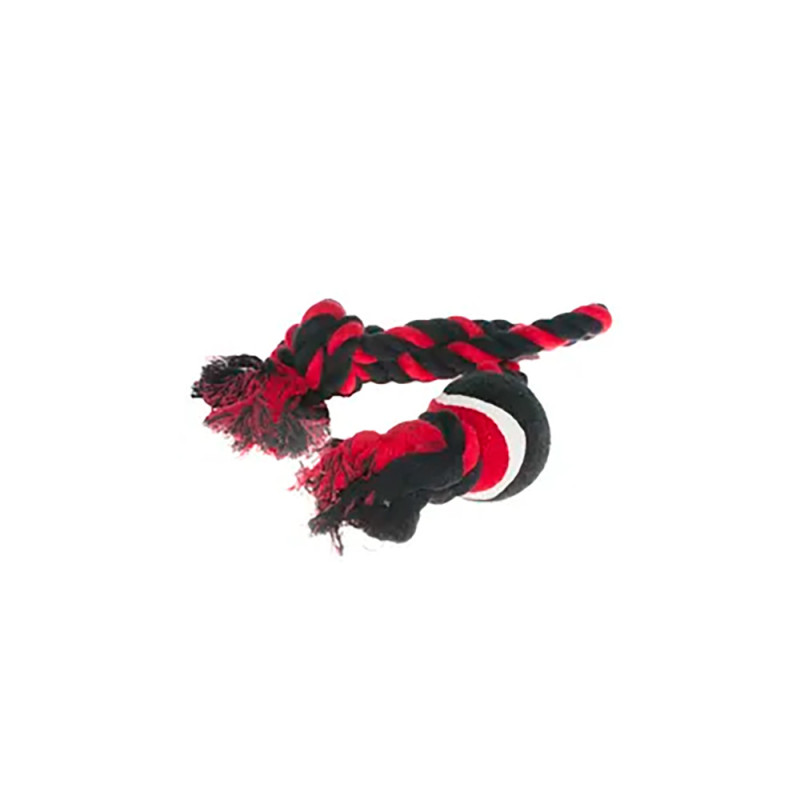 Petmax Игрушка для собак Мяч на веревке красный с черным 53 см