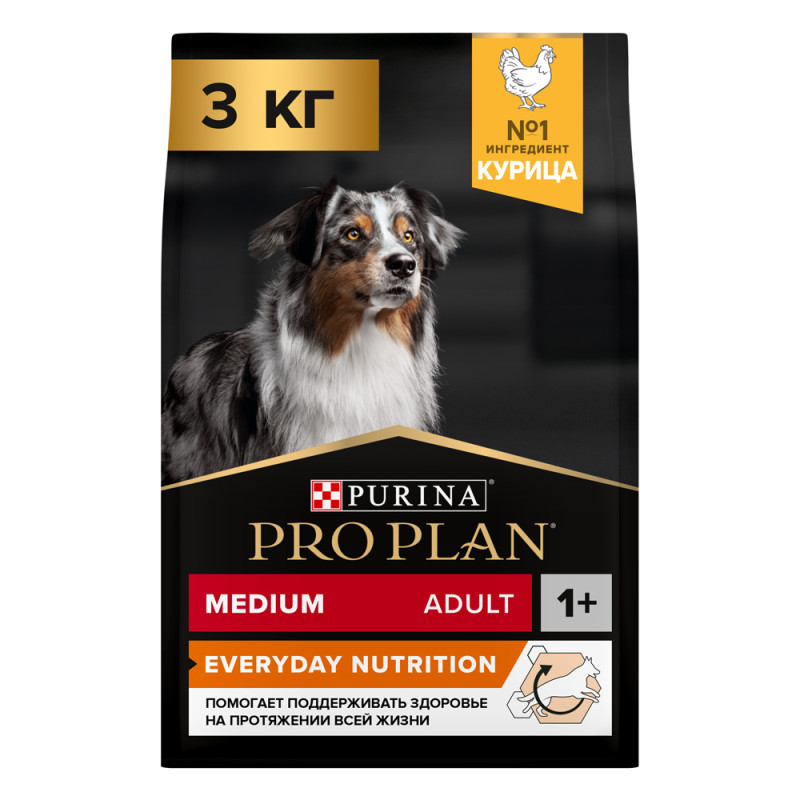 PRO PLAN® Everyday Nutrition Сухой корм для взрослых собак средних пород, с курицей, 3 кг