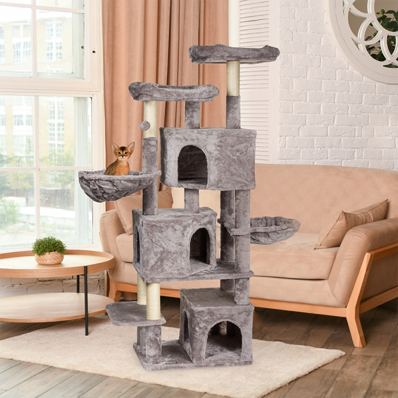 Petmax Дом-когтеточка с домиками, гамаками и лежанками для кошек, 55х40х162,5 см