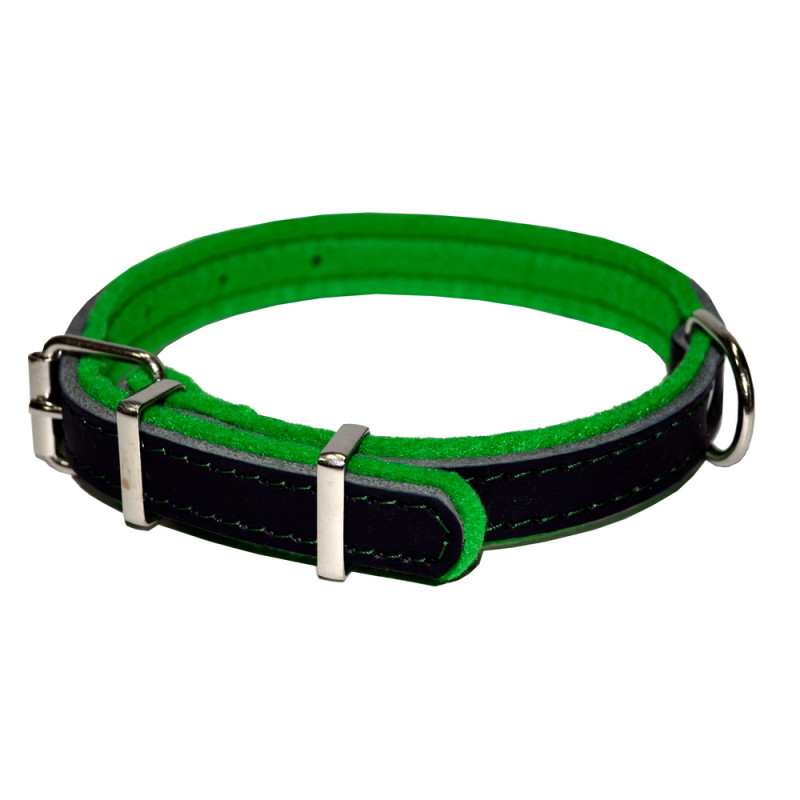 Аркон Ошейник для собак всех размеров Фетр, 24-36x2 см, черно-зеленый