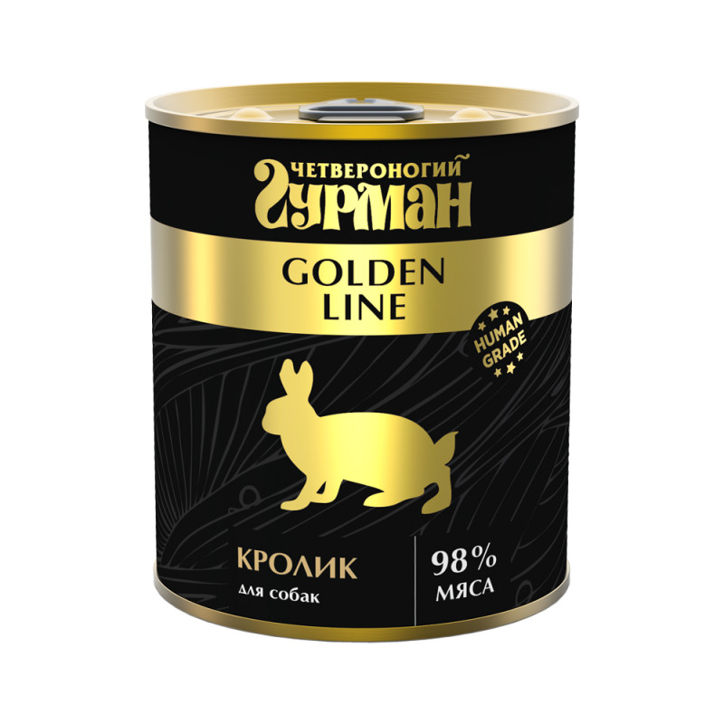 Четвероногий Гурман Golden Line консервы для собак, с кроликом, 340 г