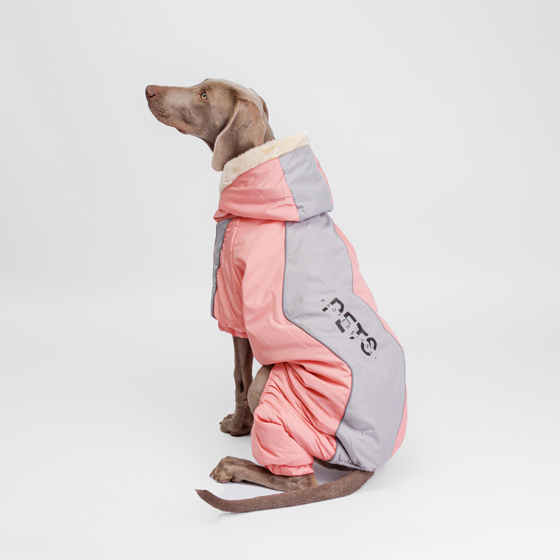 Petmax Комбинезон с капюшоном для собак, 4XL, розово-серый (девочка)