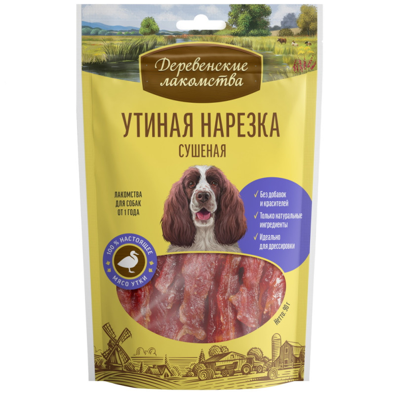 Деревенские лакомства для собак утиная нарезка сушеная, уп. 90г
