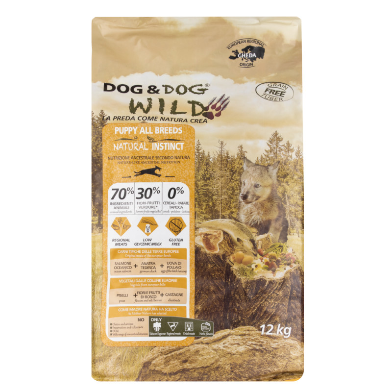 Dog & Dog Wild Natural Instinct Сухой корм для щенков, с лососем и уткой, 12 кг