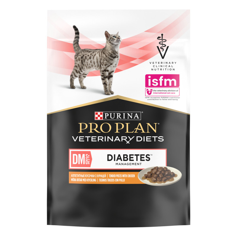 PRO PLAN® Veterinary Diets Влажный диетический корм (пауч) для кошек при сахарном диабете, с курицей в соусе, 850 гр.