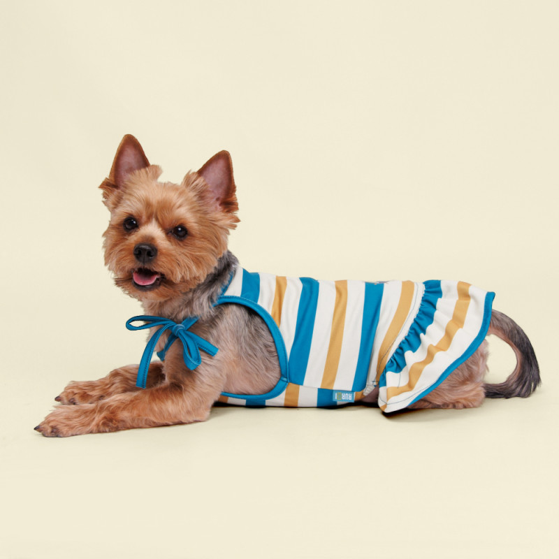 Rurri Майка-платье для собак и кошек Аквамарин, XS, песочно-синее в полоску