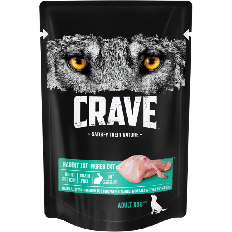 Crave Корм консервированный полнорационный для собак всех пород старше 1 года с кроликом, 85 г