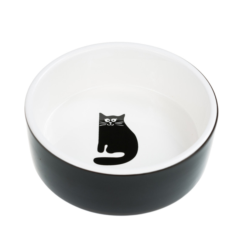 Petmax Миска керамическая для кошек, 255 мл, 12,5 см, черная