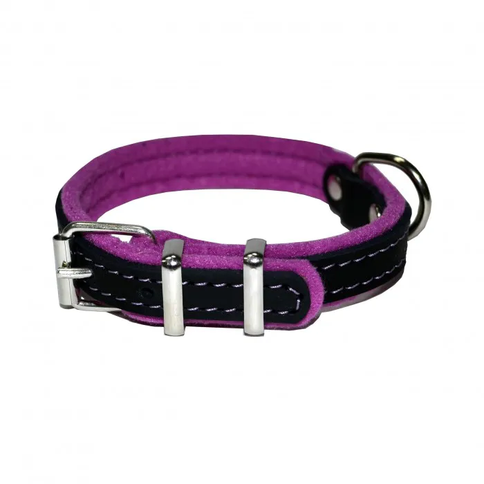 Аркон Ошейник для собак мелких пород Фетр, 20-28х1,6 см, черно-фиолетовый