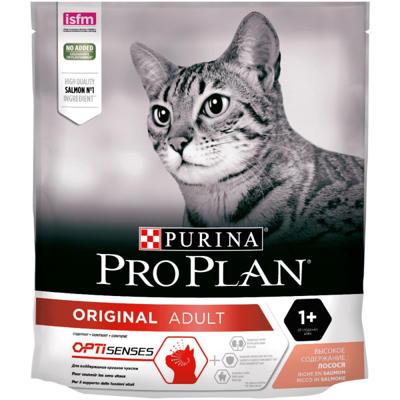 PRO PLAN® Original Adult Optisenses Сухой корм для поддержания здоровья органов чувств у взрослых кошек, с высоким содержанием лосося, 400 гр.