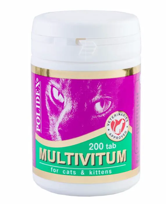 Polidex Мультивитум плюс Мультивитаминный комплекс для котят и кошек, 200 таблеток