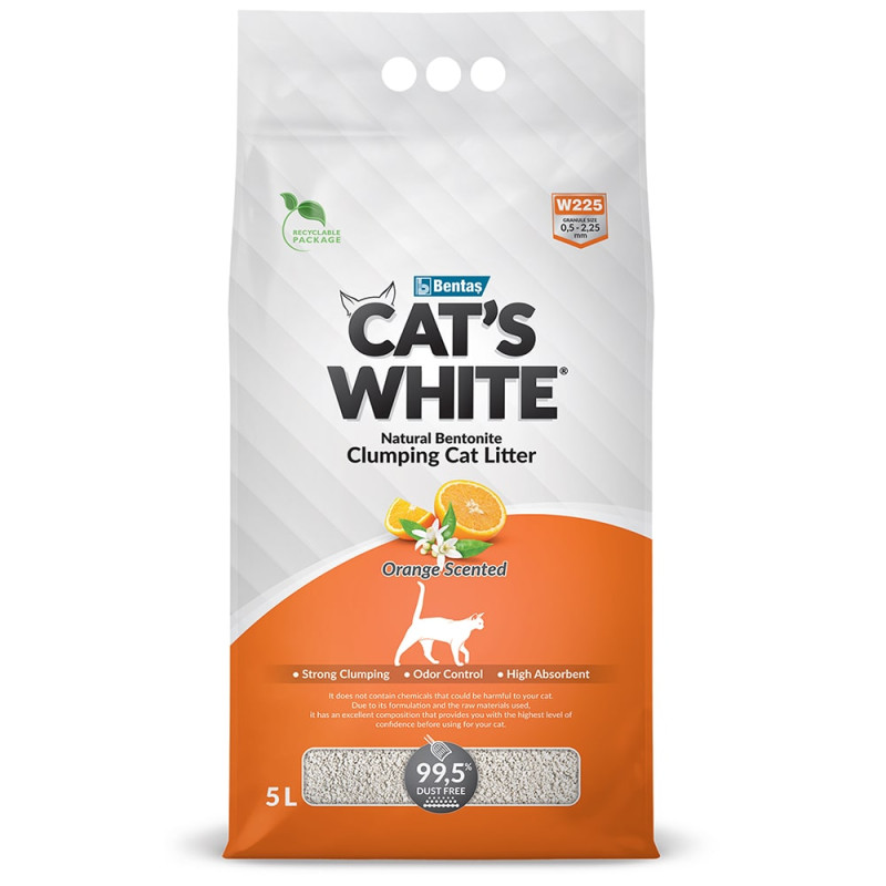 Cat's White Наполнитель комкующийся с ароматом Апельсина для кошачьего туалета, 5 л