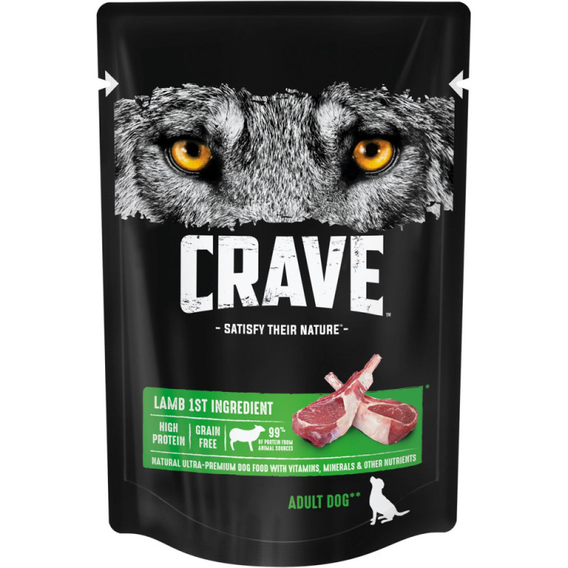 Crave Корм консервированный полнорационный для собак всех пород старше 1 года с ягненком, 85 г