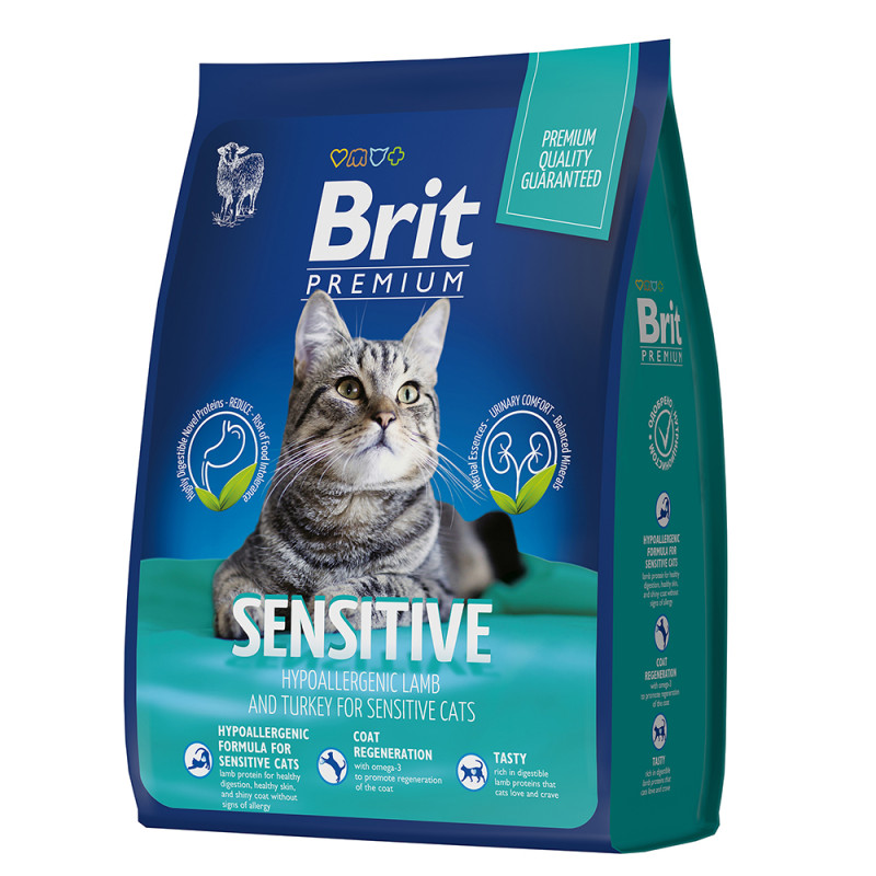Brit Premium Cat Sensitive сухой корм для кошек с чувствительным пищеварением с ягненком и индейкой, 400г