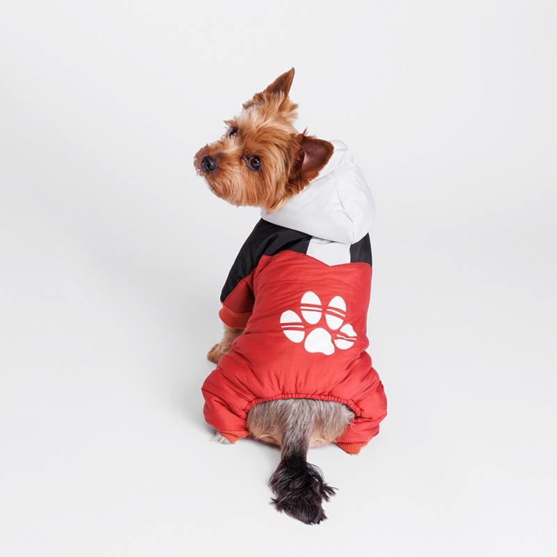 Petmax Комбинезон с капюшоном для собак, S, красно-черный