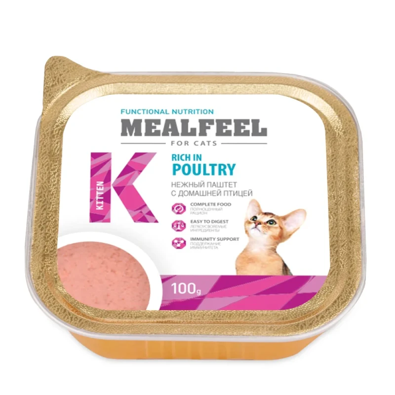 Mealfeel Functional Nutrition Kitten Влажный корм (ламистер) для котят, с домашней птицей, 100 гр.