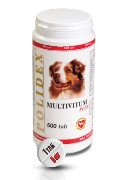 Polidex Мультивитум плюс Мультивитаминный комплекс для собак, 500 таблеток