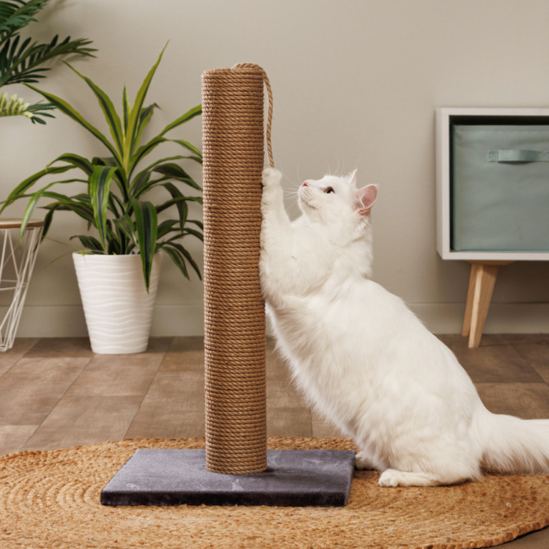 Домоседы Когтеточка-столбик (35х35х62 см) из джута для кошек, серая