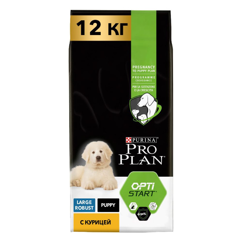 PRO PLAN® Large Robust Puppy Сухой корм для щенков крупных пород с мощным телосложением, с высоким содержанием курицы, 12 кг
