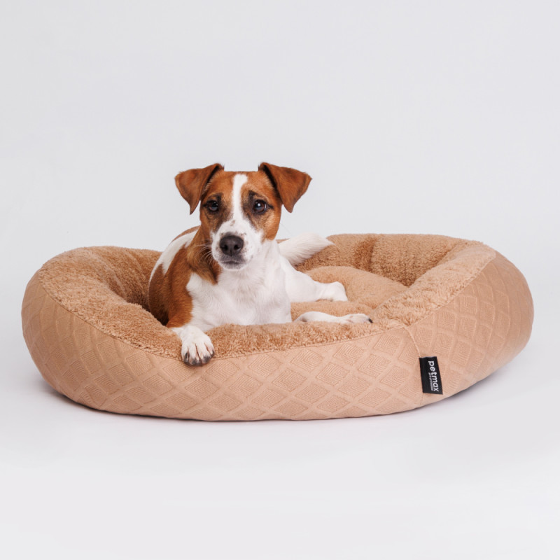Petmax Лежак круглый для собак и кошек, 70 см, бежевый
