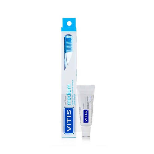 DENTAID Зубная щётка VITIS Medium в твердой упаковке + Зубная паста VITIS 1