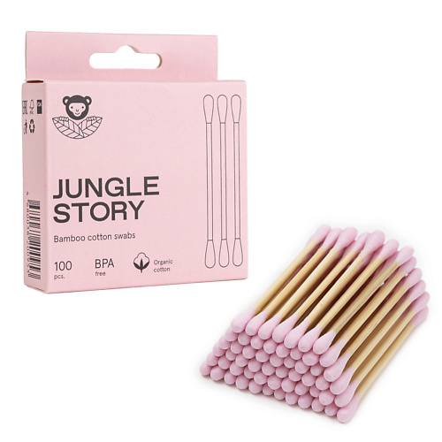 JUNGLE STORY Бамбуковые ватные палочки с органическим розовым хлопком 100.0