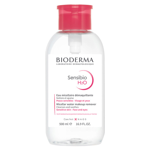 BIODERMA Мицеллярная вода с помпой для очищения нормальной и чувствительной кожи лица Sensibio H2O 500.0