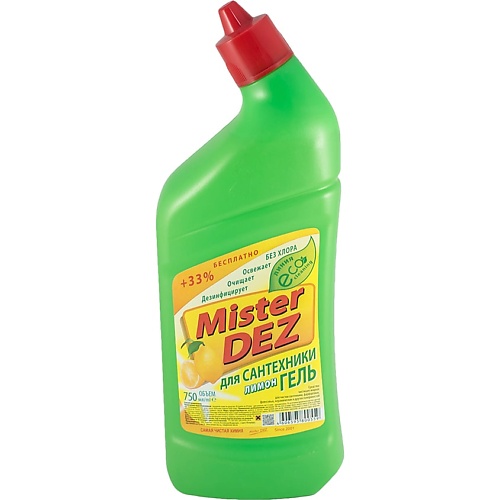 MISTER DEZ Eco-Cleaning Гель для сантехники/антиржавчина "Лимон" (без хлора) 750