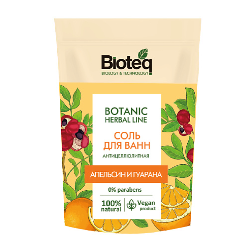 BIOTEQ Соль для ванн антицеллюлитная с апельсином и гуараной 500