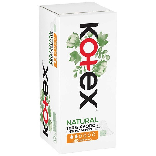 KOTEX NATURAL Ежедневные Прокладки Нормал Органик 40.0