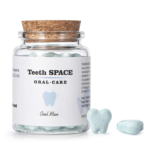 TEETHSPACE Зубная паста отбеливающая в таблетках Черника и Мята 100