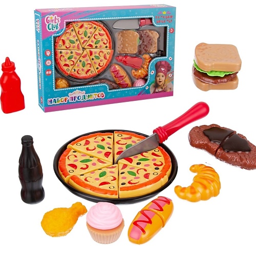 GIRL'S CLUB Игровой набор "Продукты ", пицца на липучках, 19 предметов 1.0