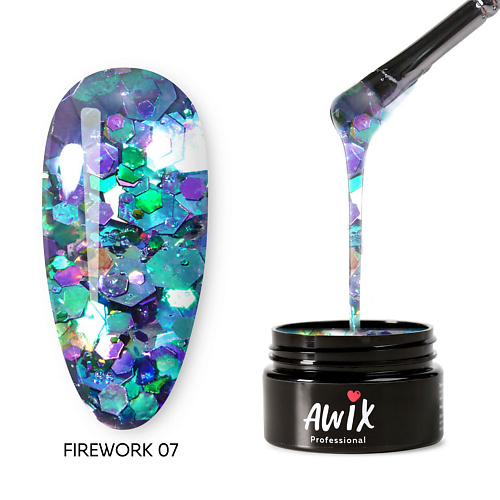 AWIX Гель лак для дизайна ногтей с шестигранниками Firework