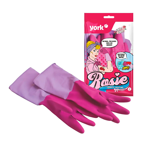 YORK Перчатки резиновые ароматизированные РОЗА (L)