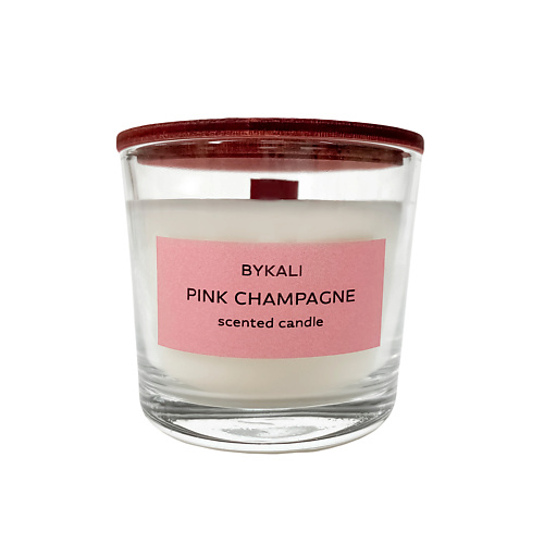 BYKALI Свеча ароматическая "Розовое шампанское" с деревянным фитилем в стакане с крышкой 100.0