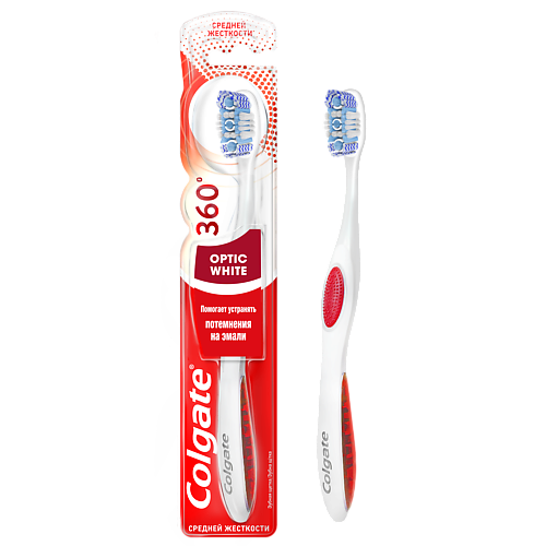 COLGATE Зубная щетка 360 OPTIC WHITE средняя