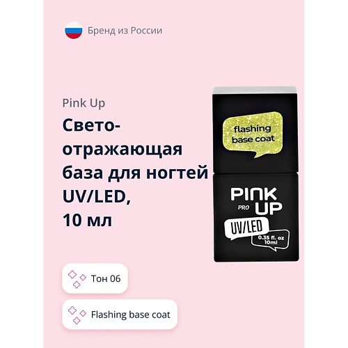 PINK UP Светоотражающая база для ногтей UV/LED PRO flashing base coat