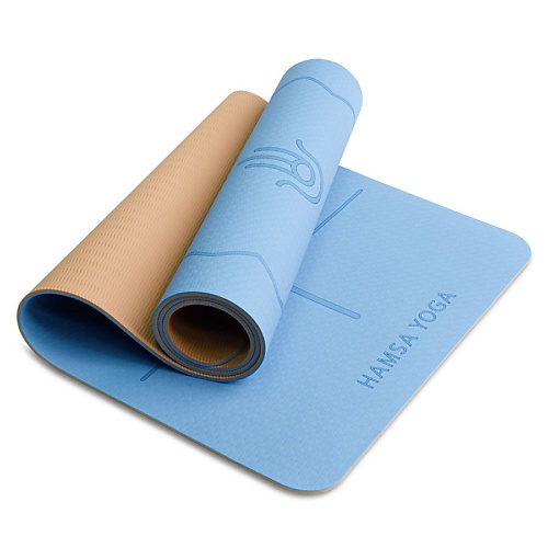 HAMSA YOGA Коврик для йоги и фитнеса, Спортивный ковер TPE для гимнастики, пилатеса, 183х61х0.6 см