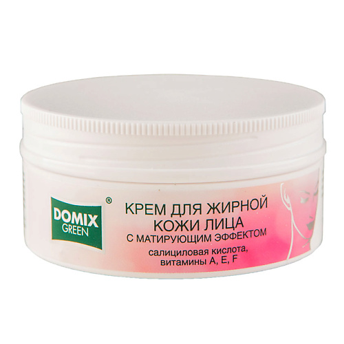 DOMIX GREEN Крем для жирной кожи лица с матирующим эффектом Салициловая кислота, витамины A, E, F 75.0