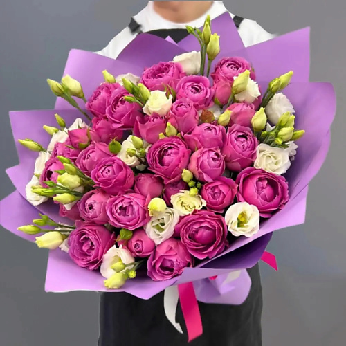 PINKBUKET Букет из пионовидных роз Misty Bubbles Eustoma