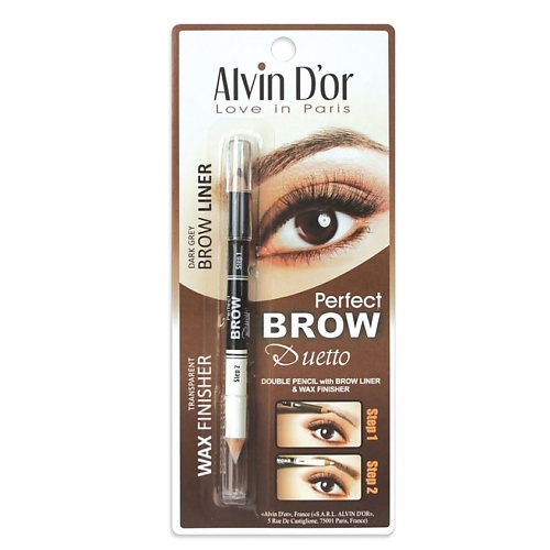 ALVIN D’OR Профессиональный дуэт для бровей карандаш + воск Brow Perfect