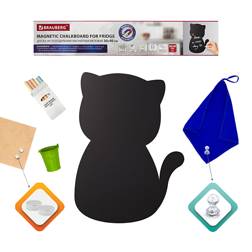BRAUBERG Доска на холодильник магнитно-меловая "Pussy Cat"
