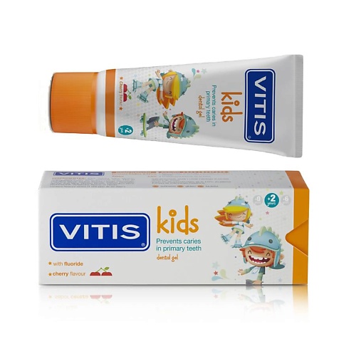 DENTAID Зубная паста-гель VITIS KIDS 2+ детская. Неабразивная. Вкус: вишня 50.0