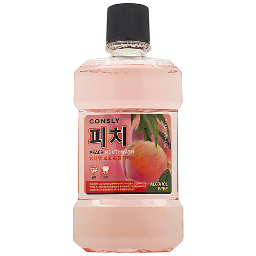 CONSLY Ополаскиватель для полости рта с ксилитом и вкусом персика Peach Mouthwash