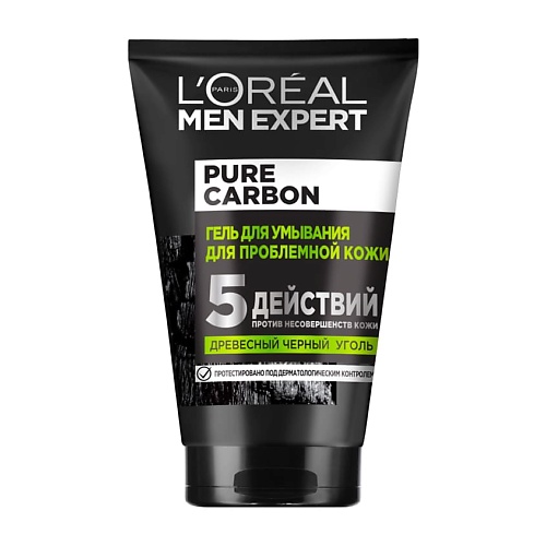 L'ORÉAL PARIS Очищающий Гель для умывания Men Expert 5 действий против проблем кожи с черным углем